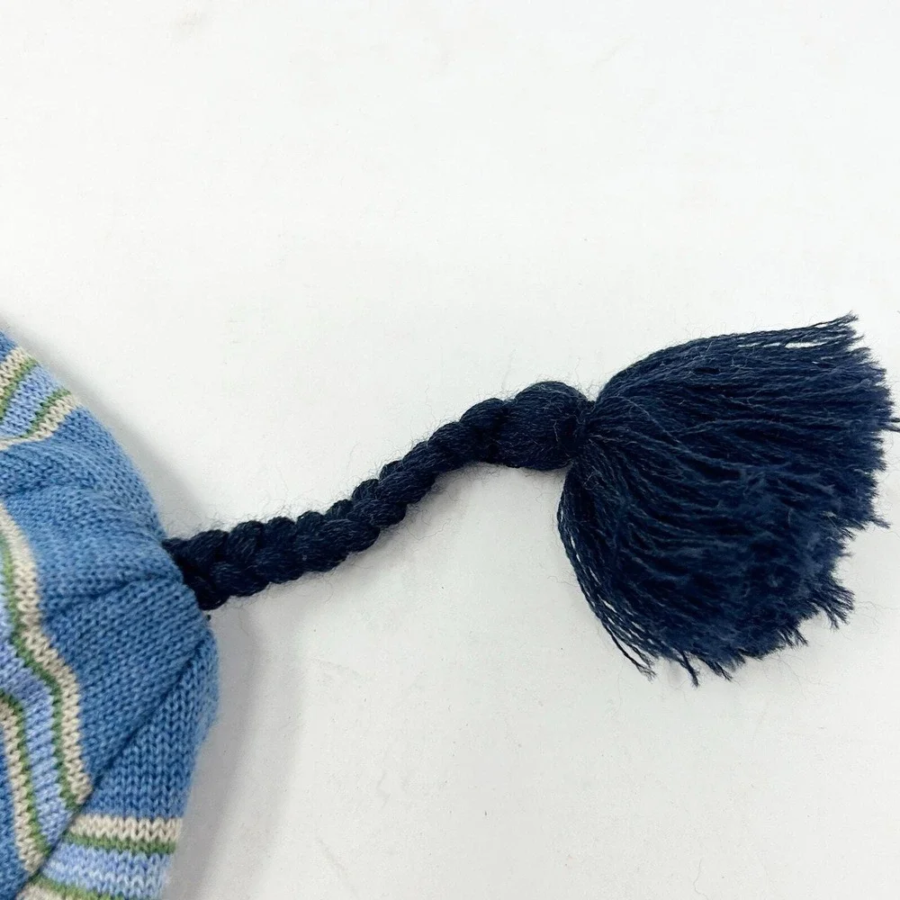Smartwool Kids Blue Fair Isle 100% Merino Wool Tassel Beanie Hat OS